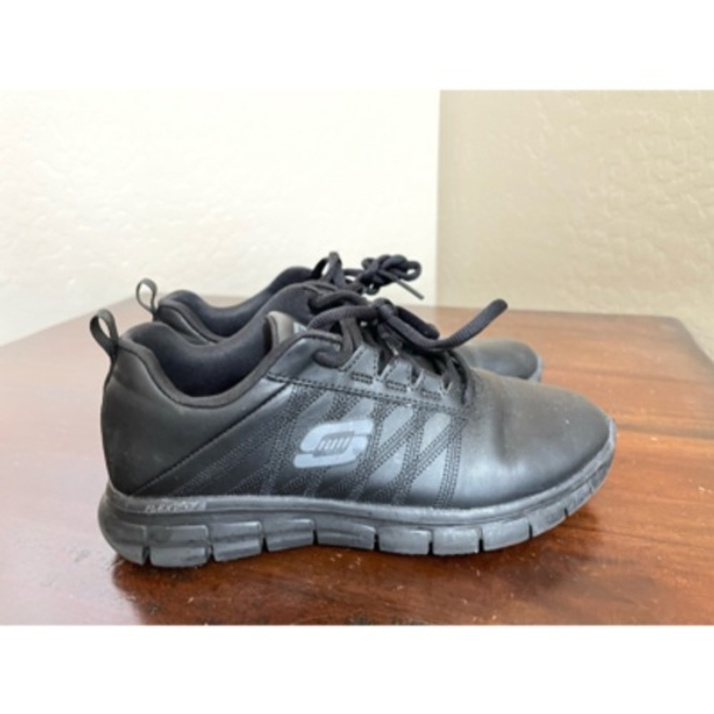 Skechers Womens Track-Earth Work Shoes Black Slip Resistant Relaxed Fit 7.5 - Picture 3 of 7